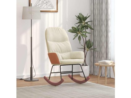 vidaXL Houpací křeslo krémově bílé samet