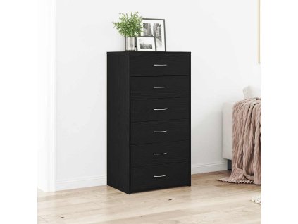 vidaXL Příborník se 6 zásuvkami Černý dub 50x34x96 cm kompozit