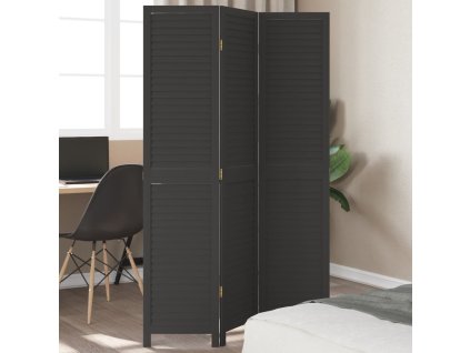 vidaXL Paraván 3dílný černý masivní dřevo pavlovnie
