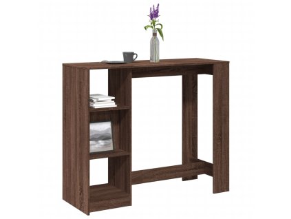 vidaXL Barový stůl s policí hnědý dub 124 x 46 x 103,5 cm kompozit