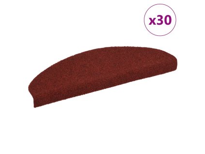 vidaXL Schodové rohože samolepicí 30 ks 65 x 21 x 4 cm vínově červené půlkulaté velké