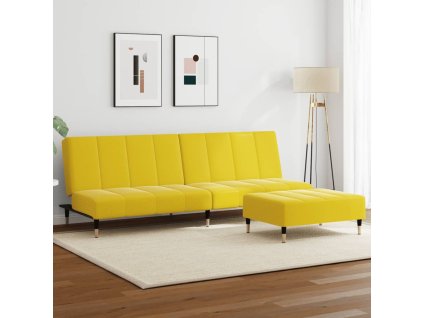 vidaXL 2místná rozkládací pohovka s podnožkou žlutá samet