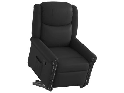 vidaXL Zvedací polohovací křeslo lesklé černé umělá kůže