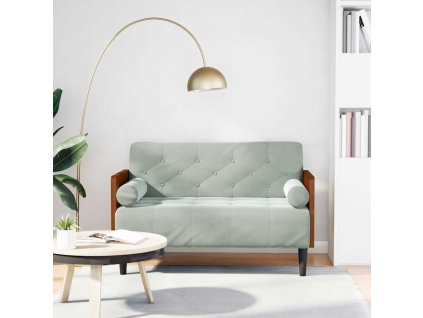vidaXL Pohovka Loveseat s podhlavníkem, světle šedá, 110 cm, samet