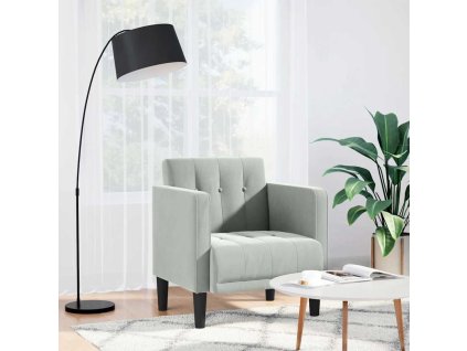 vidaXL Rozkládací křeslo s područkami, světle šedé, 53 cm, samet