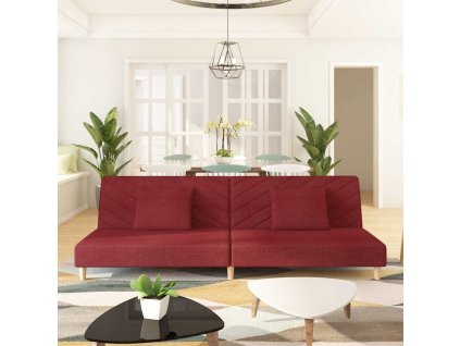 vidaXL 2místná rozkládací pohovka se 2 polštáři vínová textil