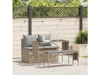vidaXL 3dílný zahradní jídelní set s poduškami béžový polyratan