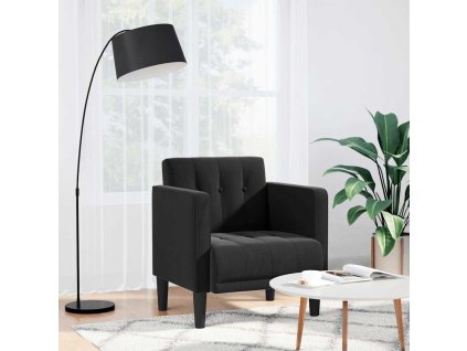 vidaXL Rozkládací křeslo s područkami, černé, 53 cm, samet