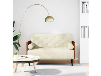 vidaXL Pohovka Loveseat s podhlavníkem, krémová, 110 cm, samet