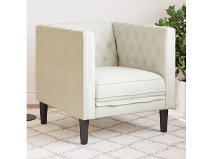 vidaXL Křeslo Chesterfield krémové samet