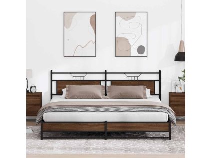 vidaXL Kovový rám postele bez matrace hnědý dub 200 x 200 cm