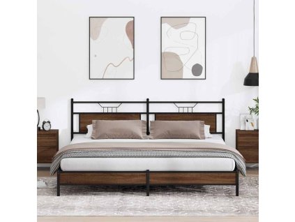 vidaXL Kovový rám postele bez matrace hnědý dub 193 x 201 cm