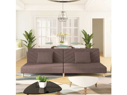 vidaXL 2místná rozkládací pohovka se 2 polštáři taupe textil