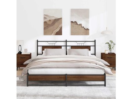 vidaXL Kovový rám postele bez matrace hnědý dub 183 x 213 cm