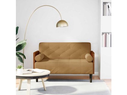 vidaXL Pohovka Loveseat s podhlavníkem, hnědá, 110 cm, samet