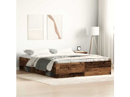 vidaXL Rám postele bez matrace Staré dřevo 150x200cm Technické dřevo