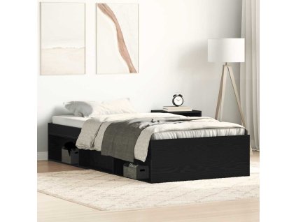 vidaXL Rám postele bez matrace Dub černý 90x190 cm Dřevěné konstrukce