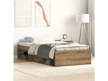 vidaXL Rám postele bez matrace dub artisan 75x190cm Dřevěné konstrukce