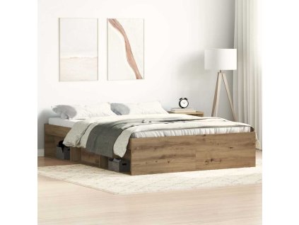 vidaXL Rám postele bez matrace Řemeslnický dub Dřevěné konstrukce