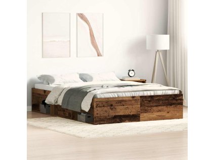 vidaXL Rám postele bez matrace Staré dřevo 135x190cm Technické dřevo