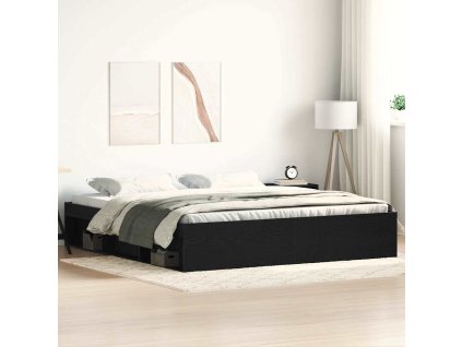 vidaXL Rám postele bez matrace černý dub 200x200 cm kompozitní dřevo
