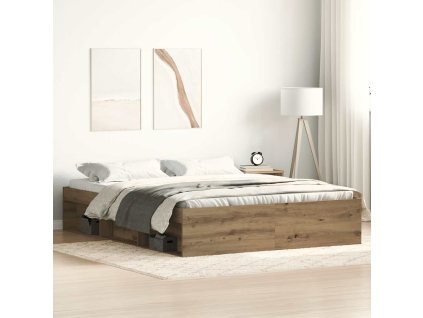 vidaXL Rám postele bez matrace Řemeslnický dub Dřevěné konstrukce