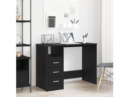 vidaXL Psací stůl se zásuvkami černý dub 102x50x76 cm kompozitní dřevo