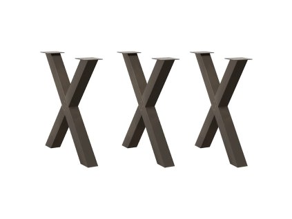 vidaXL Nohy k jídelnímu stolu ve tvaru X, 3 ks, přírodní ocel, 70 x (72-73) cm, ocel