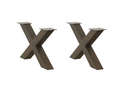 vidaXL Nohy konferenčního stolku ve tvaru X, 2 ks, přírodní ocel, 70 x (42-43) cm, ocel