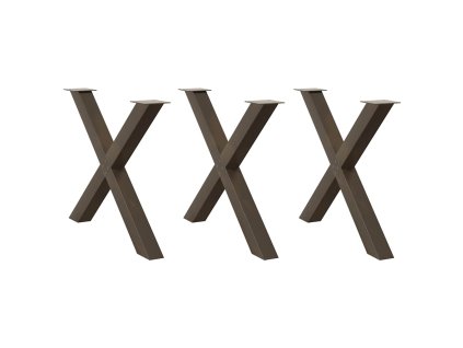 vidaXL Nohy k jídelnímu stolu ve tvaru X, 3 ks, přírodní ocel, 90 x (72-73) cm, ocel