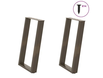 vidaXL Nohy k jídelnímu stolu ve tvaru U, 2 ks, přírodní ocel, 60 x (72-73) cm, ocel