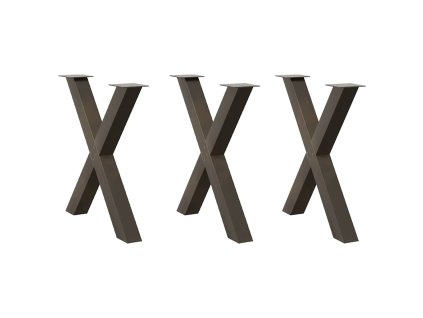 vidaXL Nohy k jídelnímu stolu ve tvaru X, 3 ks, přírodní ocel, 80 x (72-73) cm, ocel
