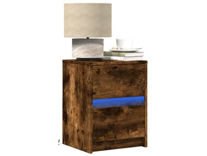 vidaXL Noční stolky s LED osvětlením 2 ks kouřový dub kompozitní dřevo