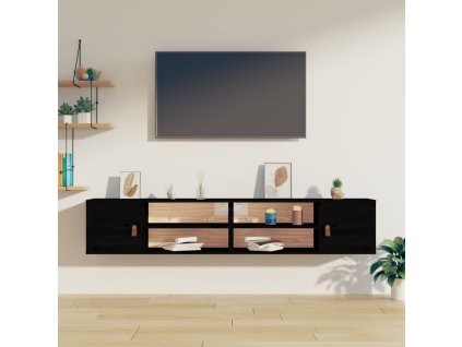 vidaXL Nástěnné skříňky 2 ks černé 80x30x30 cm masivní borové dřevo