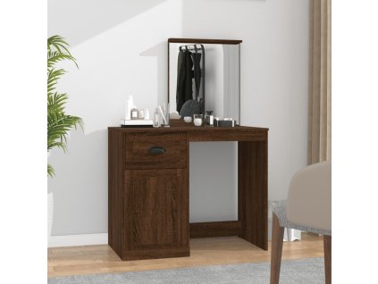 vidaXL Toaletní stolek se zrcadlem hnědý dub 90x50x132,5 cm kompozit