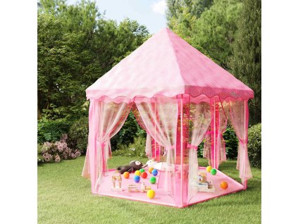 vidaXL Princeznovský stan na hraní s 250 míčky růžový 133 x 140 cm
