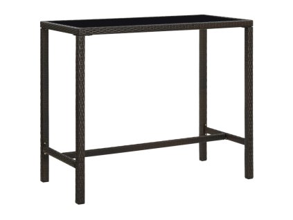 vidaXL Zahradní barový stůl hnědý 130 x 60 x 110 cm polyratan a sklo