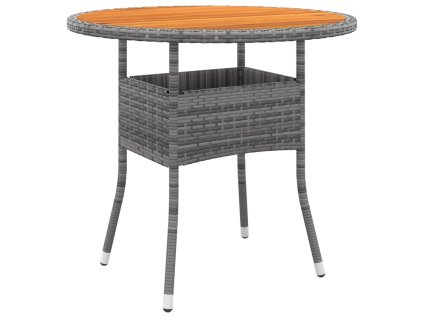 vidaXL Zahradní stůl Ø 80 x 75 cm akáciové dřevo a polyratan šedý