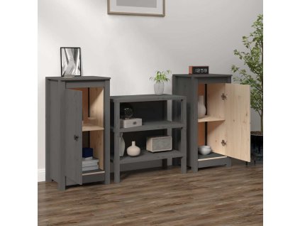 vidaXL Příborníky 2 ks šedé 39x35x80 cm masivní borové dřevo