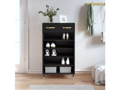 vidaXL Botník černý 60 x 35 x 105 cm kompozitní dřevo