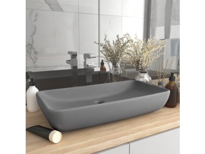 vidaXL Luxusní umyvadlo obdélníkové matné světle šedé 71x38cm keramika