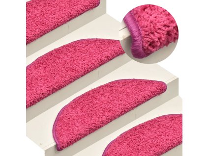 vidaXL Kobercové nášlapy na schody 15 ks růžové 56 x 17 x 3 cm