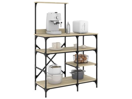 vidaXL Kuchyňský regál dub sonoma 90x40x132 cm kompozitní dřevo a kov