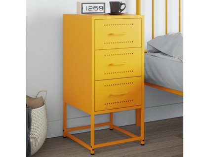 vidaXL Noční stolek hořčicově žlutý 36 x 39 x 78 cm ocel