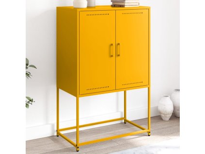 vidaXL Příborník hořčicově žlutá 68,5 x 38,5 x 107 cm ocel