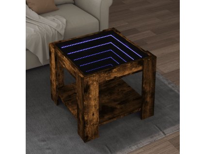 vidaXL Konferenční stolek s LED kouřový dub 53 x 53 x 45 cm kompozit