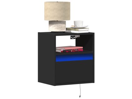 vidaXL Nástěnné noční stolky s LED osvětlením 2 ks černé