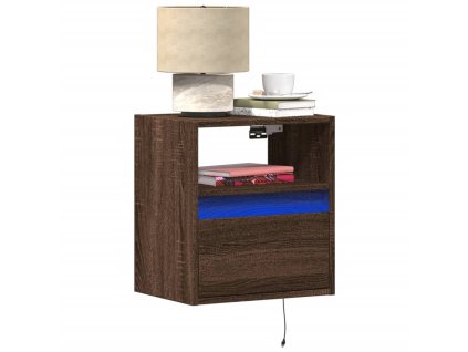 vidaXL Nástěnné noční stolky s LED osvětlením 2 ks hnědý dub