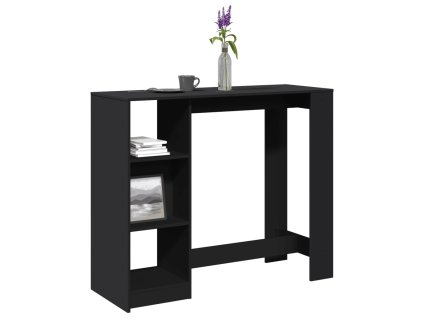 vidaXL Barový stůl s policí černý 124x46x103,5 cm kompozitní dřevo