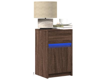 vidaXL Noční stolky s LED osvětlením 2 ks hnědý dub kompozitní dřevo